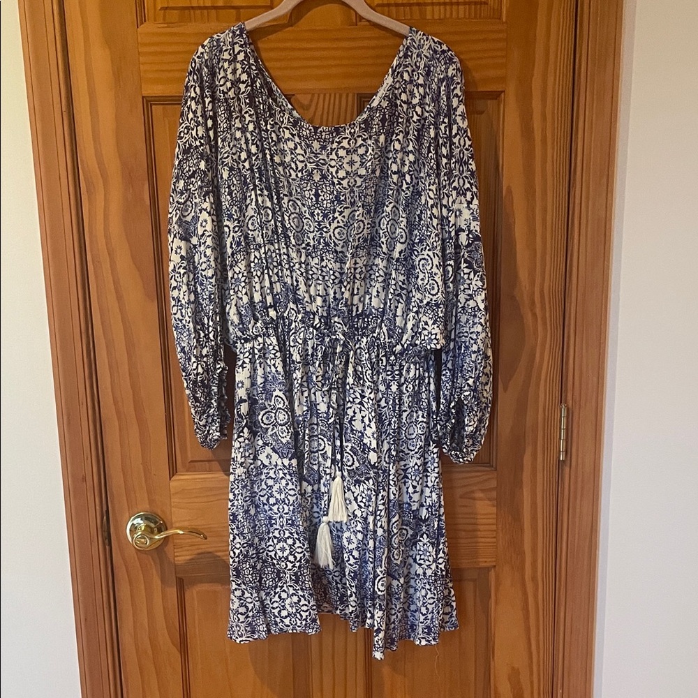 White Birch Blue and White Floral Dress
